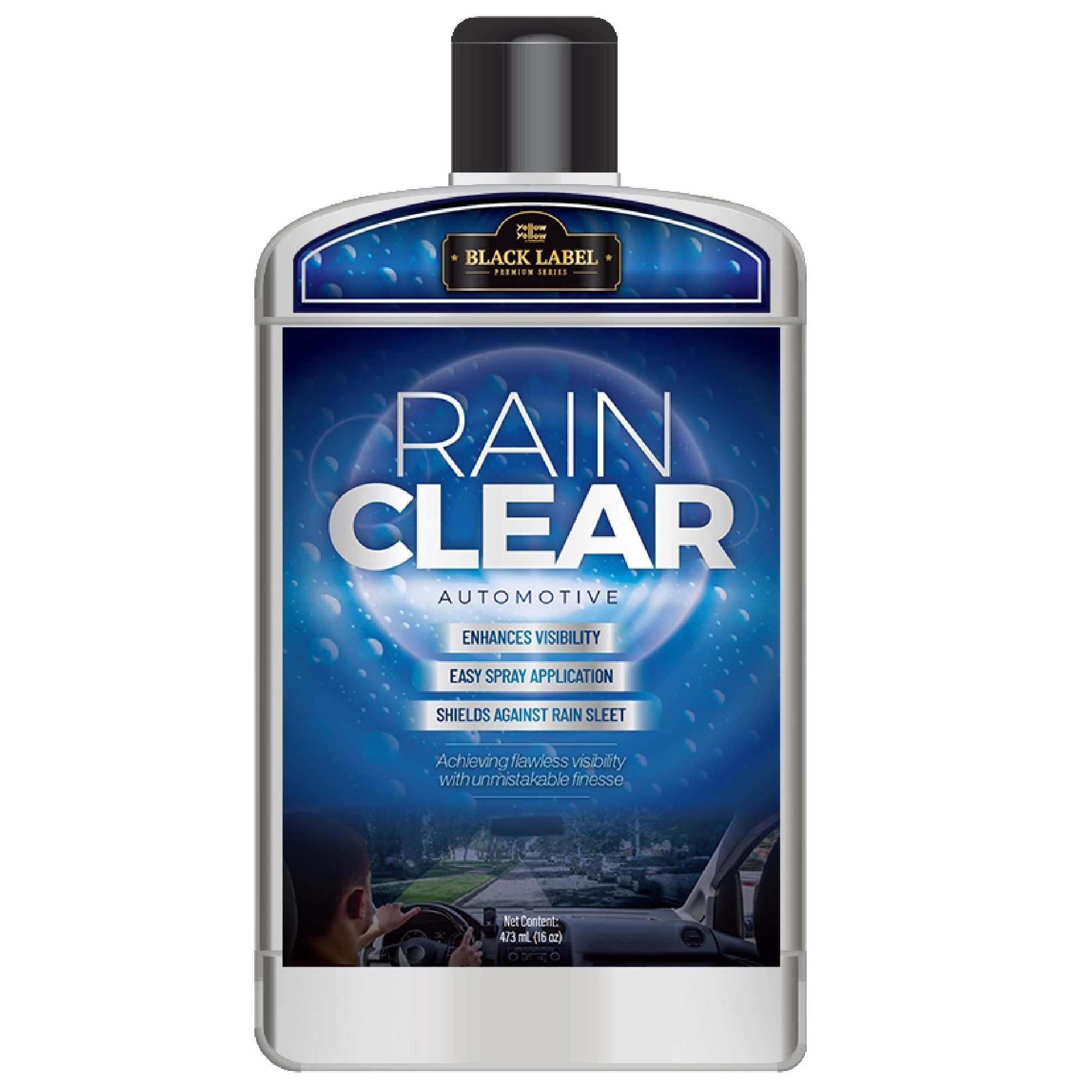 Yellowyellow BLACK LABEL RAIN CLEAR Automotive Wind Screen Solution 473ML